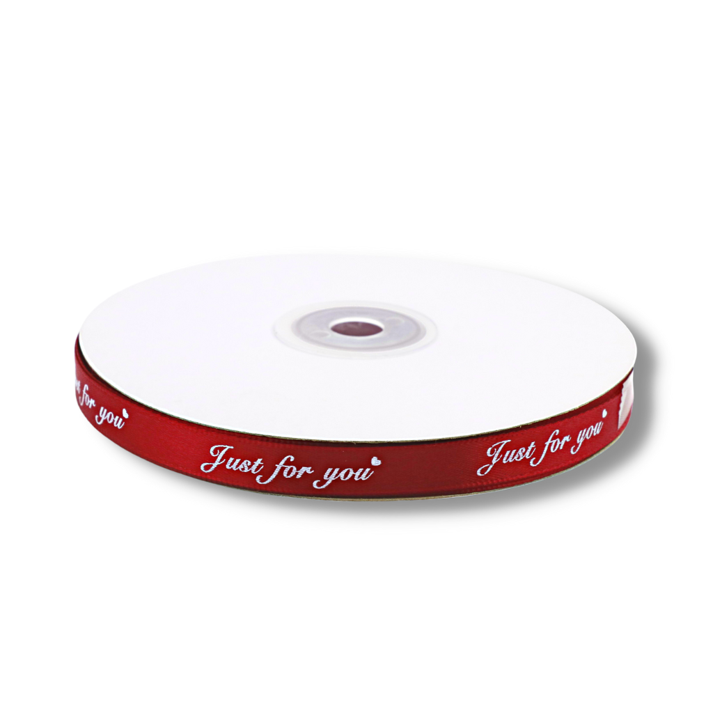 0.39" Just For You Burgundy Fabric Ribbon | 55 Yards - 1 Roll