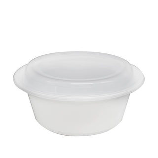 HD 40oz Microwaveable PP White Round Food Container W/ Vent Lid