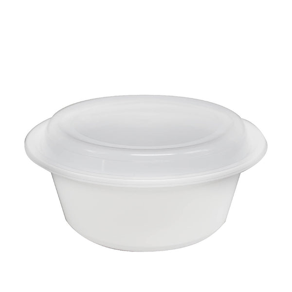 HD 40oz Microwaveable PP White Round Food Container W/ Vent Lid