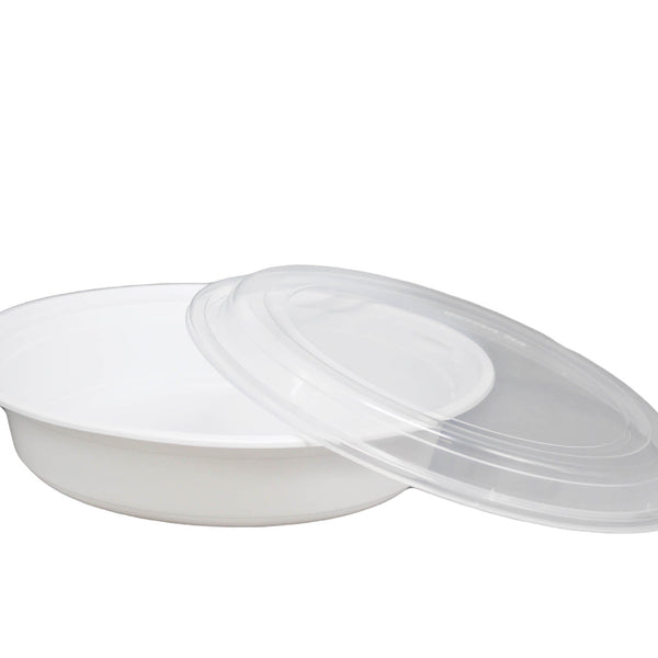 SafePro NB48W, 48 Oz White Round Microwavable Noodle Bowl with Lid
