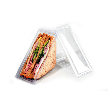 J106 PET | Clear Triangular Hinged Sandwich Container | 5.91x2.76x3.94" - 500 Pcs