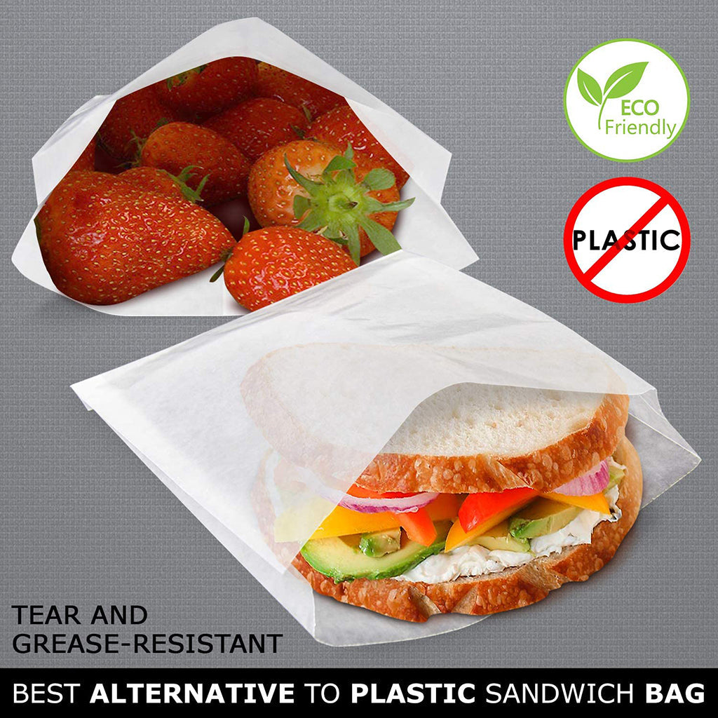 MCN320301 Greaseproof White Paper Gusseted Sandwich Bag | 6x2x9" - 1000 Pcs