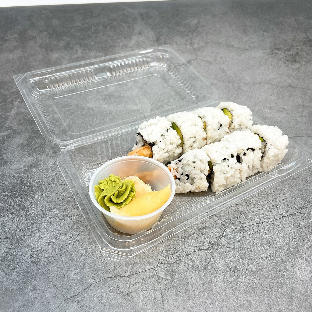 SHT-3 | Clear Rectangular Hinged Sushi Container | 7.68x4.72x1.57" - 800 Pcs - HD Plastic Product (Canada). Inc