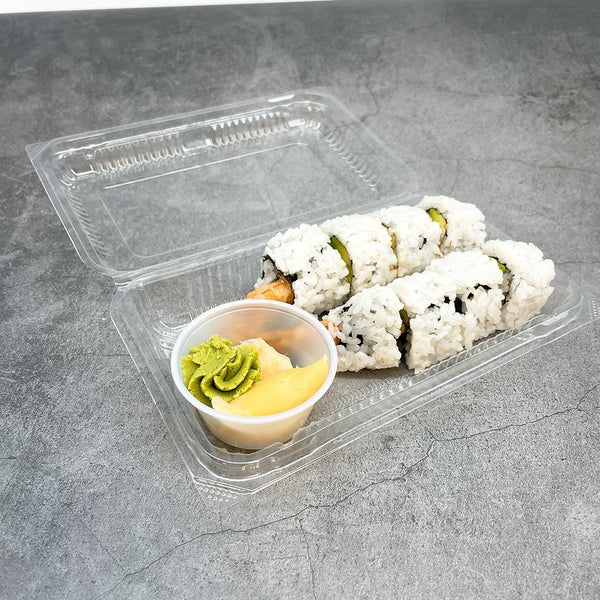 SHT-3 | Clear Rectangular Hinged Sushi Container | 7.68x4.72x1.57