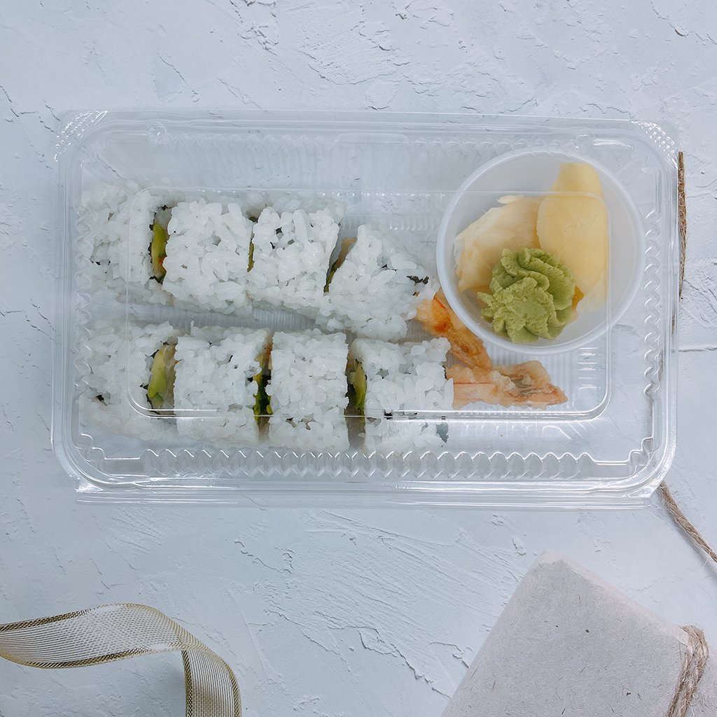 SHT-3 | Clear Rectangular Hinged Sushi Container | 7.68x4.72x1.57" - 800 Pcs - HD Plastic Product (Canada). Inc