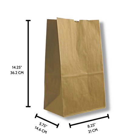 HD-8614 #520 | 20lb Eco-Friendly Paper Kraft Checkstand Bag | 8.25x5.75x14.25" - 400 Pcs