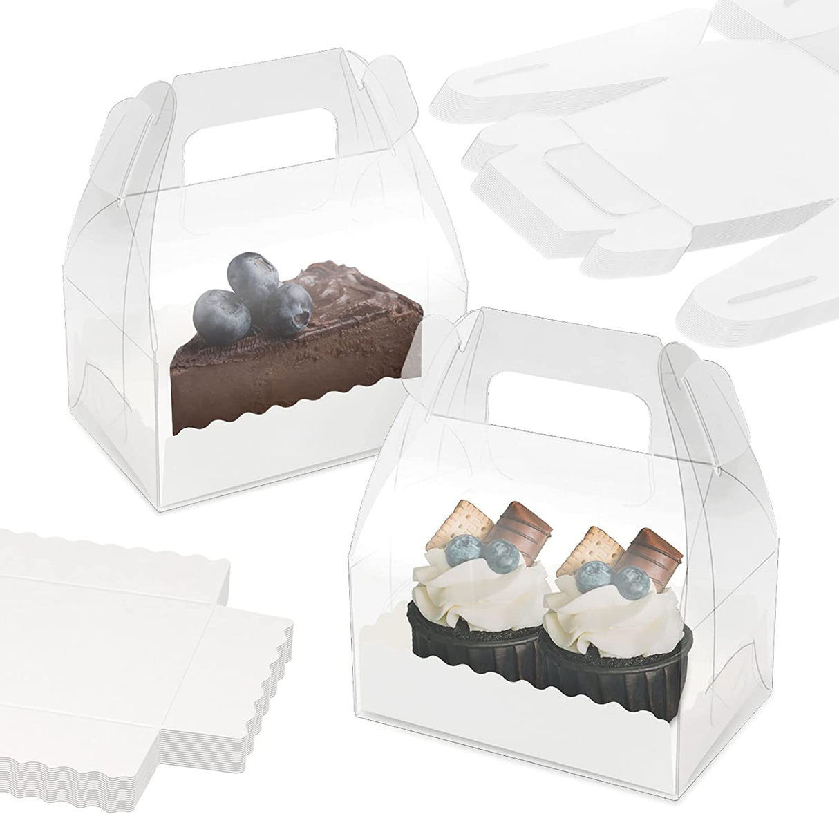 Small Clear Cake Roll Box W/ Handle | 5.31x3.14x6.49" - 50 Sets