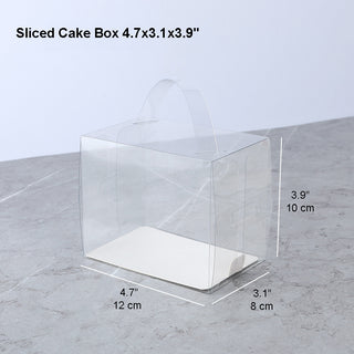 Clear Rectangular Sliced Cake Box W/ Handle & Board - 50 Sets