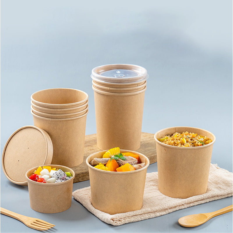 12oz Eco-friendly Kraft Paper Soup Cup stacked up