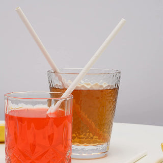 Eco-friendly Diagonal Cut White Paper Straw  in a drink