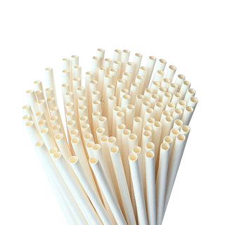 6x230mm Eco-friendly Diagonal Cut White Paper Straw (Individually Wrapped) - 5000 Pcs