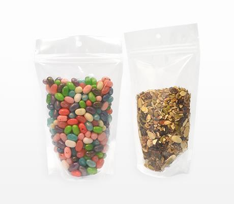 Clear Stand-Up Zip-Lock Pouch W/ Hang-Hole with cookies inside