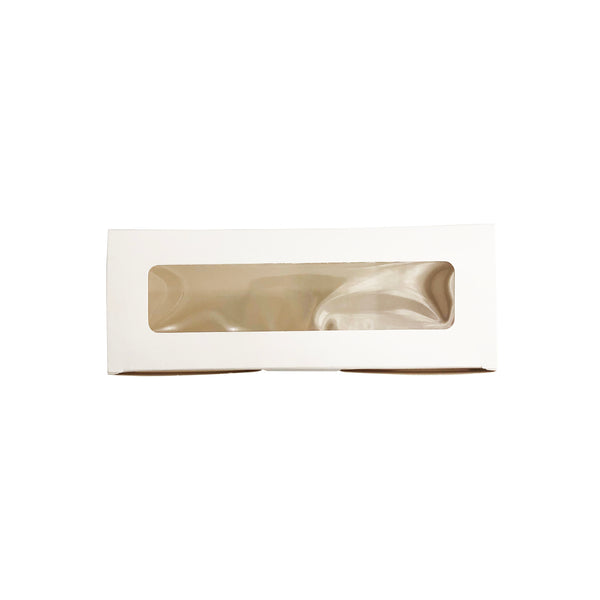 White Rectangular Macaron Paper Box W/ Window | 8x3x2