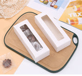 White Rectangular Macaron Paper Box W/ Window | 8x3x2" - 200 Pcs